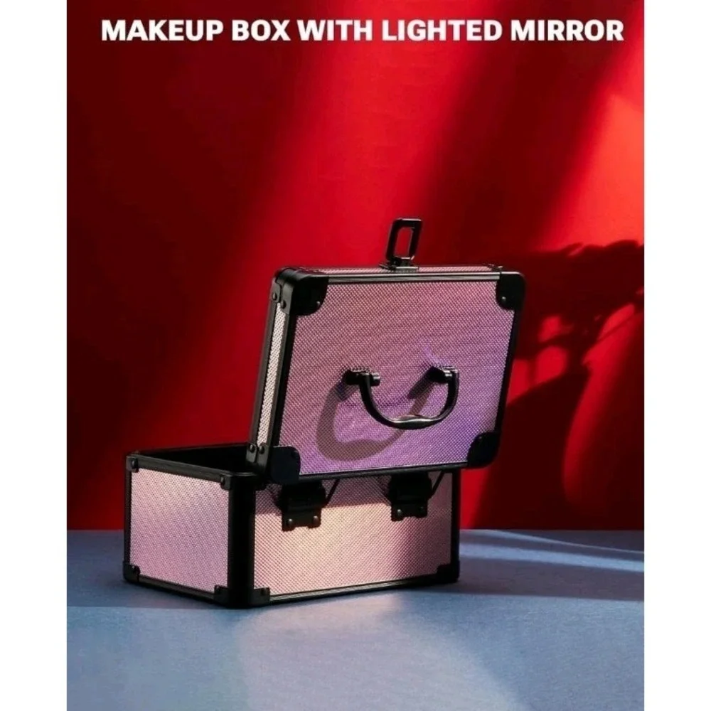 Qislee Makeup Box with Detachable Lighted Mirror – Waterproof Travel